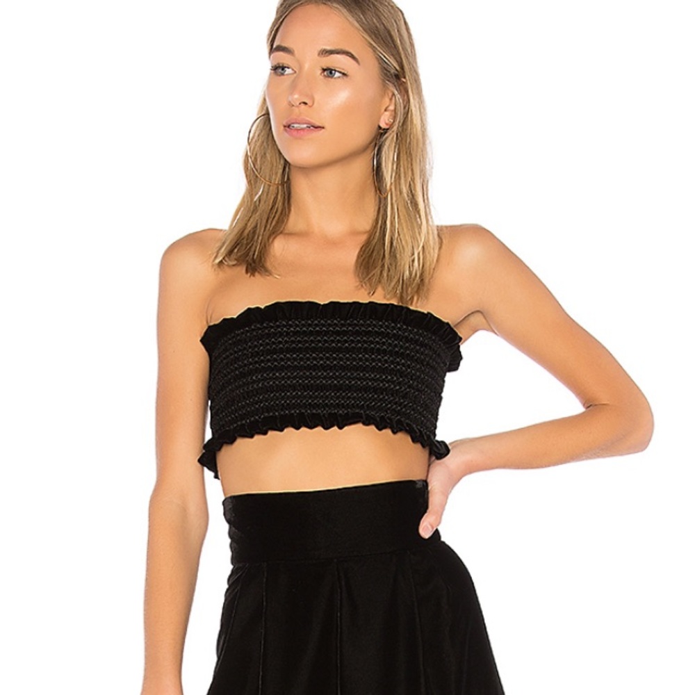 Petersyn- Smocked velvet crop top. Size small